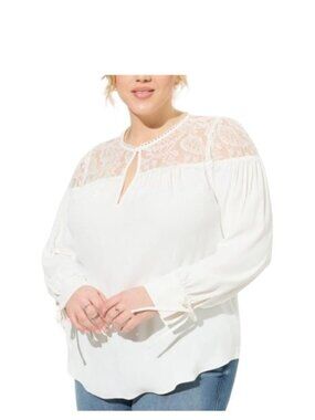 Torrid Georgette Blouse Cloud Dancer White Size 1 Cottagecore Coquette Romantic